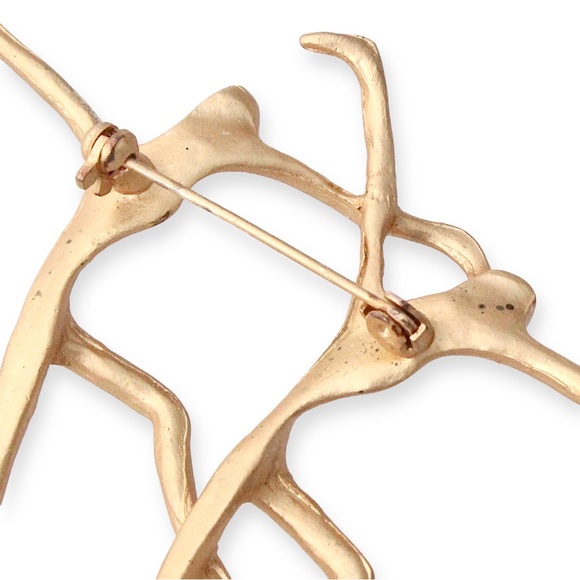Vintage Modernist Dancers Brooch Two People Dancing Abstract Gold Tone Pin - Picture 5 of 5